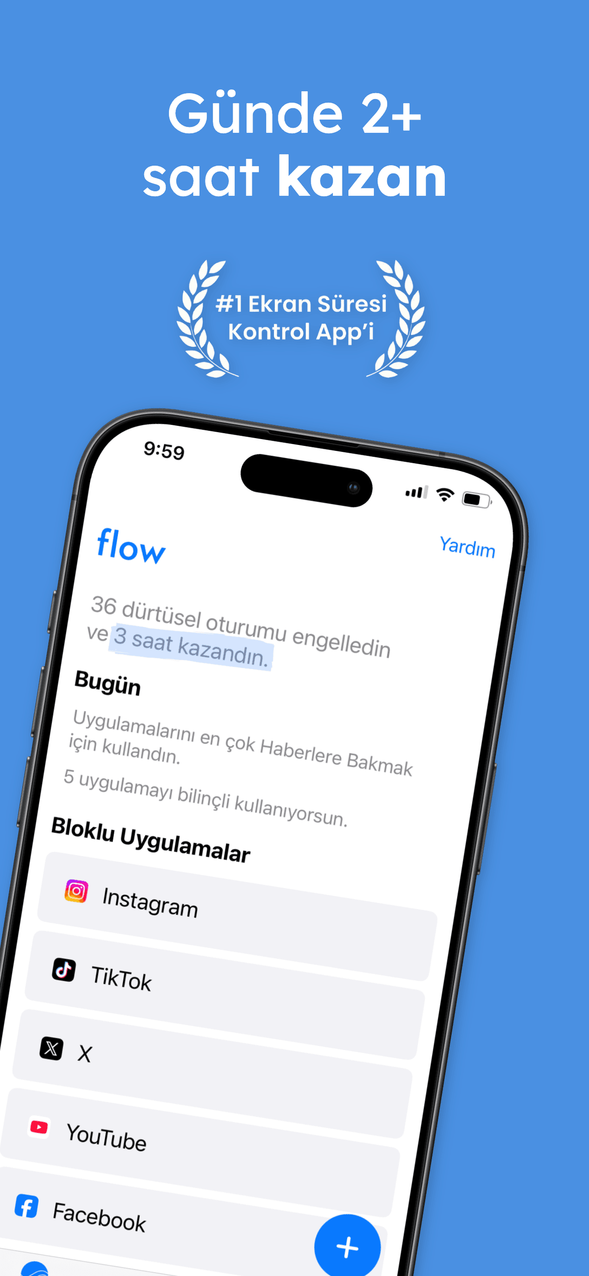 Flow uygulamasında bloklanan uygulamaları gösteren ekran