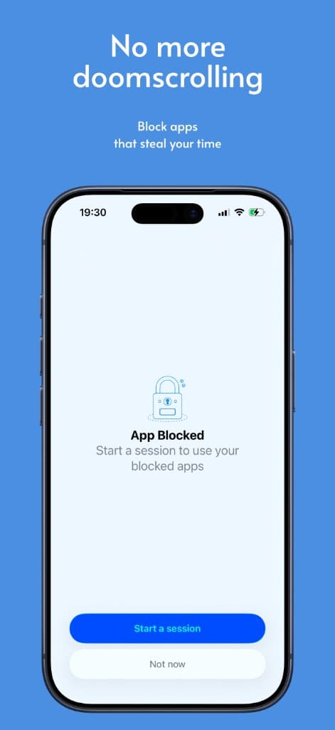 Flow app screen showing breathing exercise to stop scrolling
